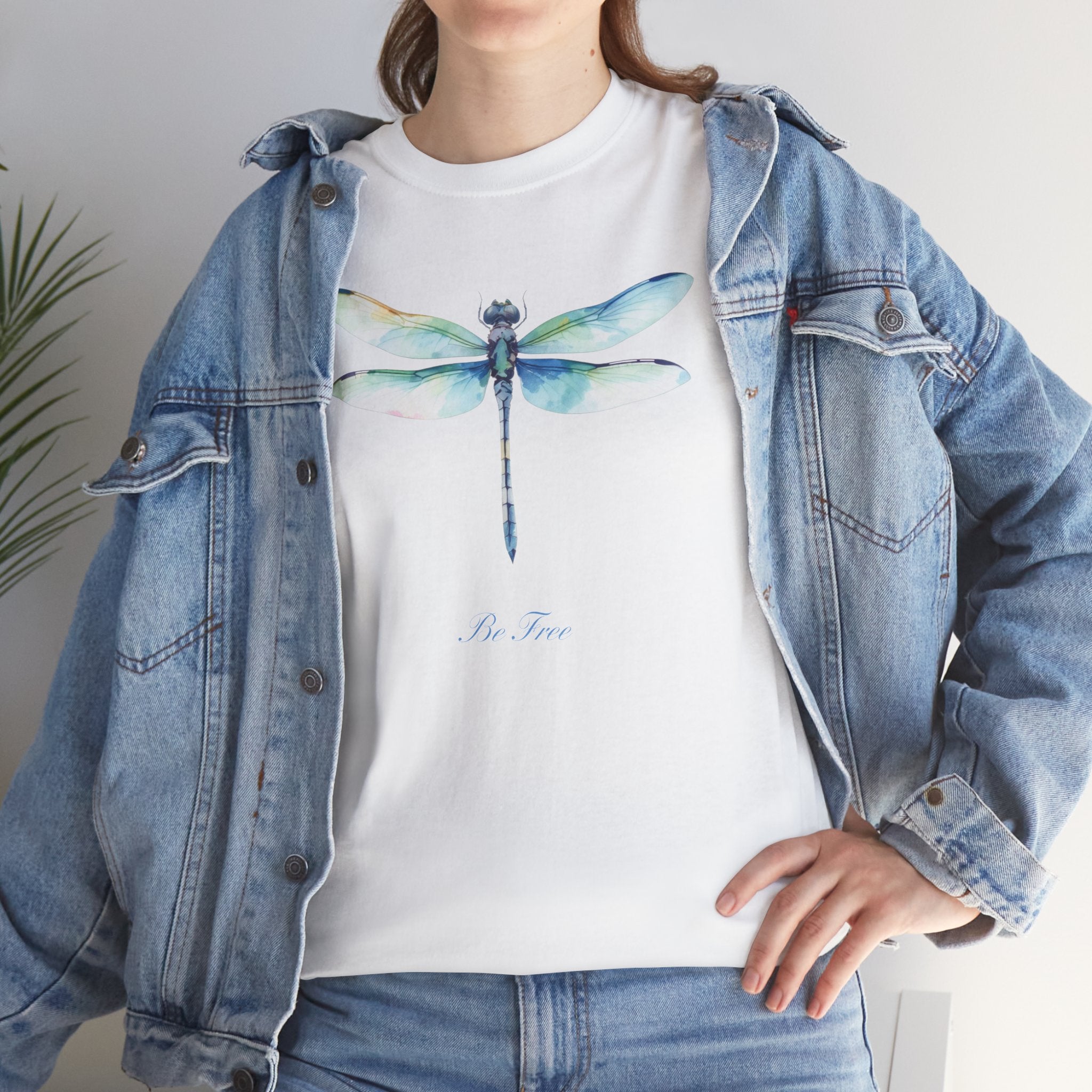 T-Shirt Watercolor Dragonfly Be Free Minimalist Tee