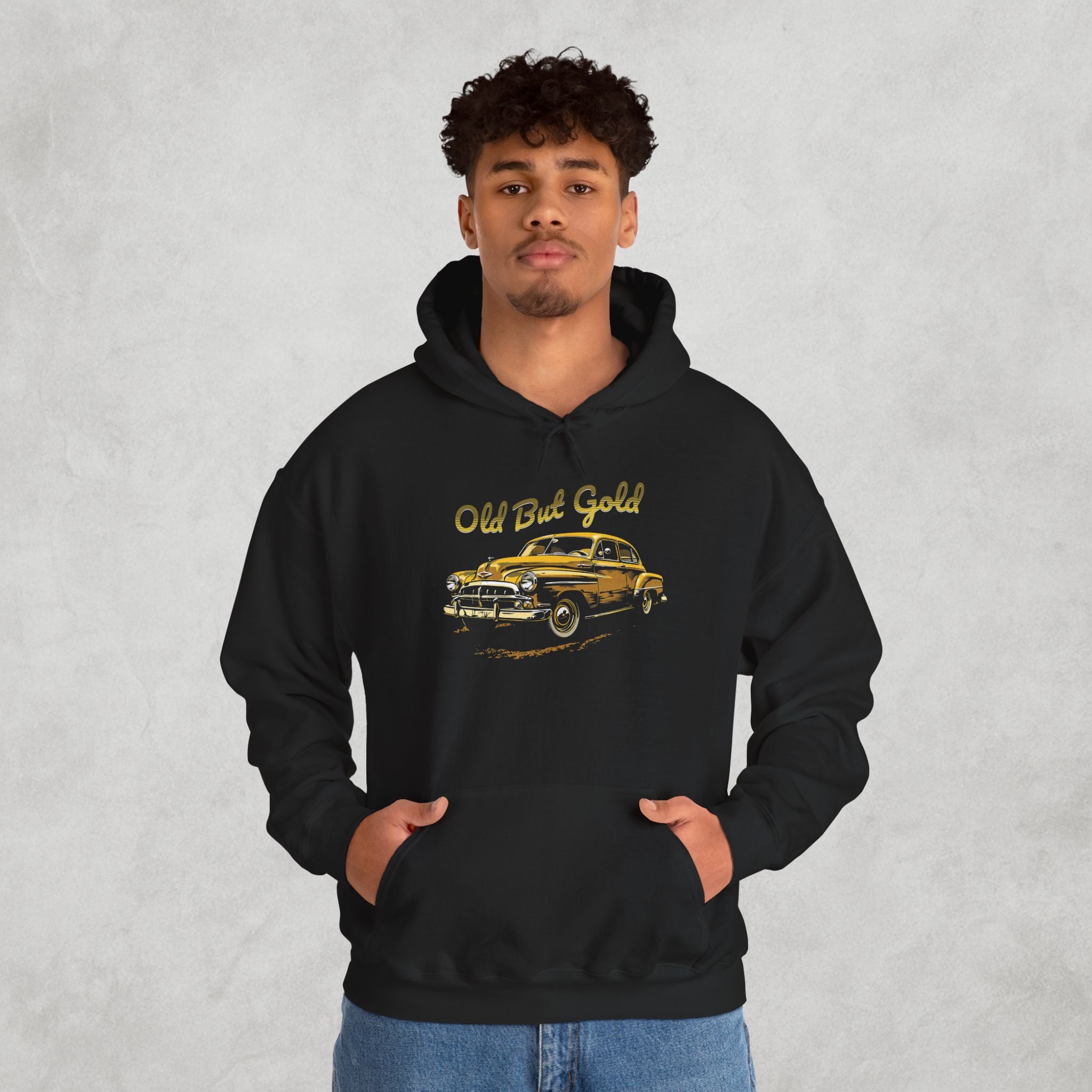 Vintage Car Hoodie - Retro 'Old But Gold' Sedan Sweatshirt