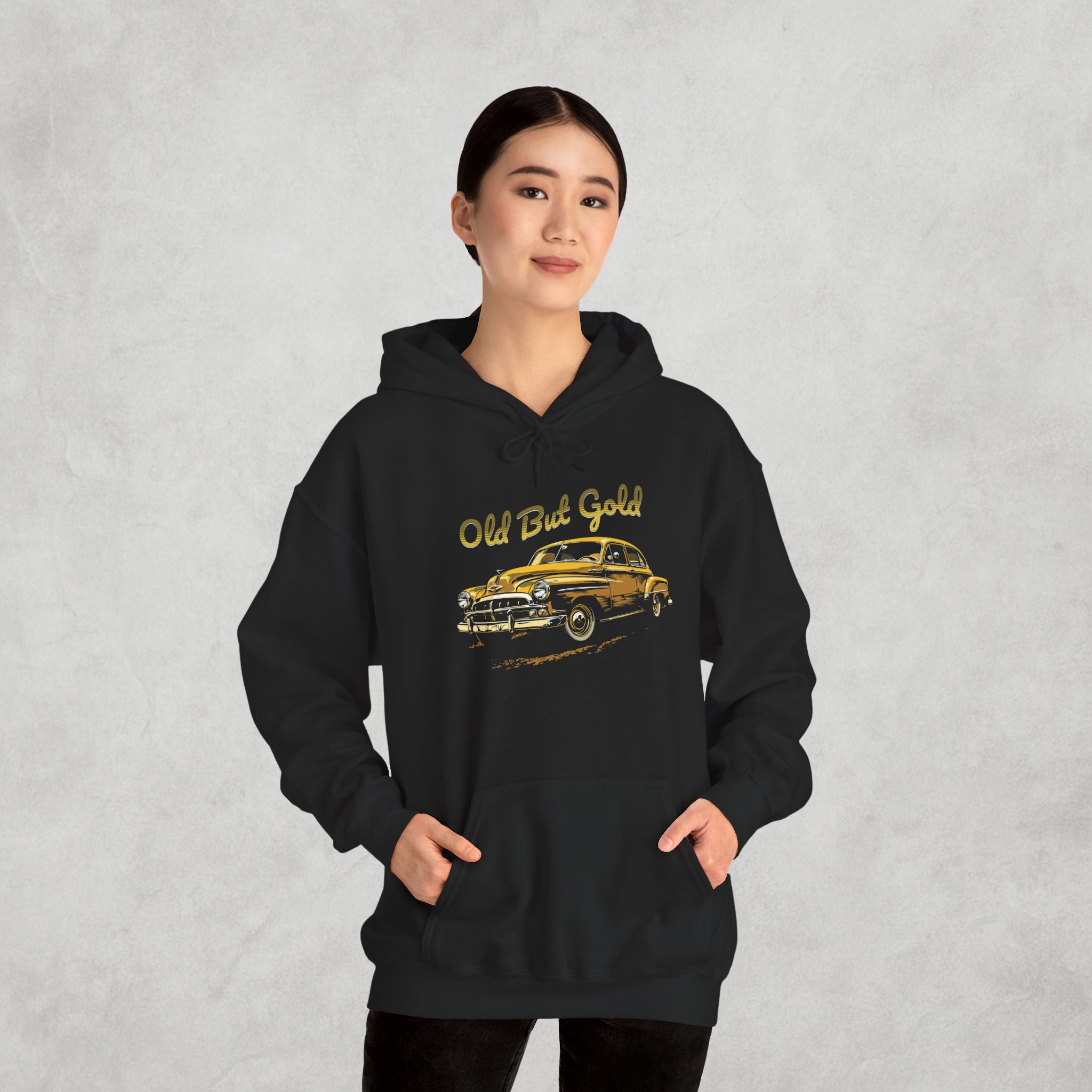 Vintage Car Hoodie - Retro 'Old But Gold' Sedan Sweatshirt